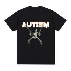 Autism skelett meme t shirt humor rolig skalle män kvinnor mode hip hop t-shirt casual bomull kort ärm överdimensionerade t-shirts 240102