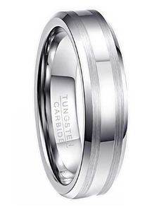 8MM wide 23mm thick double Lassa stripe white K tungsten steel ring American code 614 with half a yard8702334