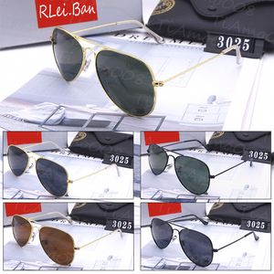 fashion lady Classic Brand Ray 3025 bon Metal Frame Sunglasses Retro Luxury Designer Sunglasses Men's and women's models Glass Lenses with Box