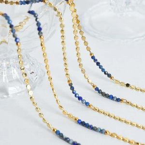 Choker Minar Boho Contrast Color Natural Stone Moroxite Strand Beaded Necklaces for Women 18K Gold PVDメッキステンレス鋼チョーカー