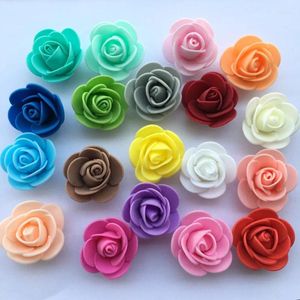 Dekorative Blumen 50/100 Stück 2 cm Mini-Schaumrose für Bären, künstliche Blumenköpfe, DIY-Handwerk, Geschenke, Box, Hochzeit, Party, Kranz, Heimdekoration