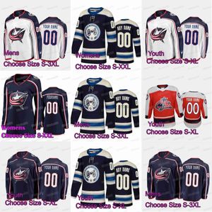 Tops Personalizados Columbus Blue Hockey Jackets Jerseys 19 Liam Foudy 38 Boone Jenner 91 Kent Johnson 7 Sean Kuraly 14 Gustav Nyquist 96 Jack