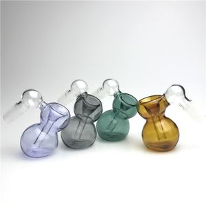 14mm Male 45 Degree Glass Ash Catcher Bong Bowl with 2.8 Inch Thick Pyrex Colorful Glass Gourd Smoking Water Pipes