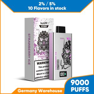 Vape descartável 9000 Puffs Bar 500mAh Bateria Recarregável E Cigarro Kits Hookah Pen Alemanha Armazém Entrega Rápida 14ml Bobina de Malha Pré-preenchida 9K Puff Vaper