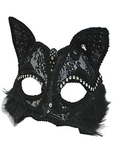 Wenecka maskarada maska ​​Women039s seksowna czarna błyszczała fantazyjna kotka koronkowa maska ​​oka Halloweenowa koronkowa maska ​​oka HJ1204374109