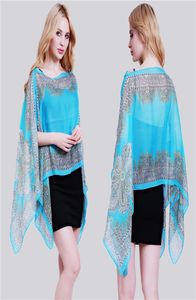 Szyfonowy szalik kobiet odzież plażowa poncho Tunik szal Cape Paisley Print Kaftan Bikini Swimsuit Up DP989114 Scalves1608058