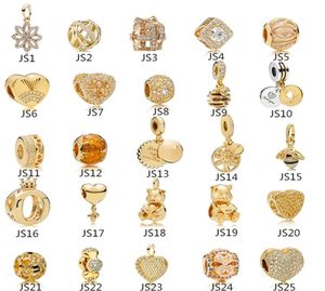 Anomokay Sterling 925 Silver Mix Style Gold Color Charms Pendant Bead fit Bracelet Best DIY Jewelry Making Gift Q11208501691