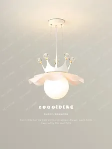 Pendant Lamps Bedroom Chandelier Creative Art Flower Crystal Crown Lamp Nordic Minimalist Cozy And Romantic