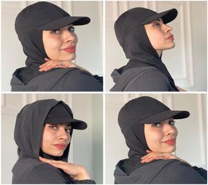 Scarves Turkish Sporty Luxurious Cap Hijab Hat On Instant Hijabs Muslim Ready To Wear Headscarf Wraps Chiffon Scarf Bandana Underc4657381