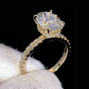 Anéis venda quente ouro real 14k 18k s925 prata feminino noivado anéis de casamento conjunto oval corte mais recente estilo diamante anéis de noivado moissanite