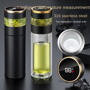 Tea Infuser Vacuum Flask Temperature LED Display 450ml Insulated Cup Stainless Steel Tumbler Thermos Bottle Travel Coffee Mug 240102