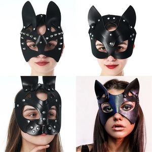 Bondage Sexy Toys Sex Mask Half Mask Party Cosplay Punk Slave Props PU Leather SM Mask BDSM Bondage Adult Play Masks Sex Toys For Women 22