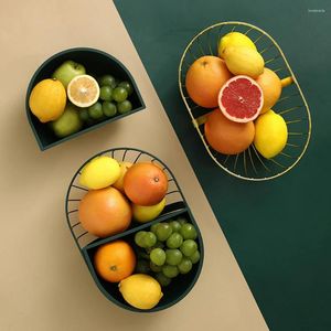 Piatti Cesto di scarico creativo Piatto da frutta Nordico minimalista geometrico in ferro battuto Cucina Ciotola per verdure Casa