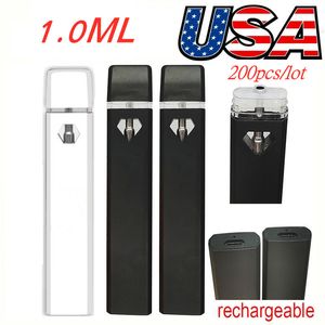 1 ml uppladdningsbar engångsvapen Vape Pen USA Stock Disposables E-cigaretter 280mAh Battery Empty Vaporizer Penns Catron Diamond View Window OEM tillgängligt D7