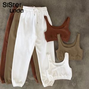 Gonne Sisterlinda Abbigliamento sportivo casual Nero Bianco Set da 2 pezzi Donna Estate Crop Top Pantaloncini da motociclista Tuta coordinata Tuta da ginnastica Donna