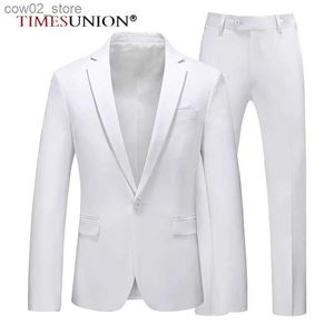 Men's Suits Blazers Men Suits Set Wedding Jacket and Pant Candy Colors Slim Fit Formal Business Work Stage Tuxedo Groomsman White Suit for Men Q230103