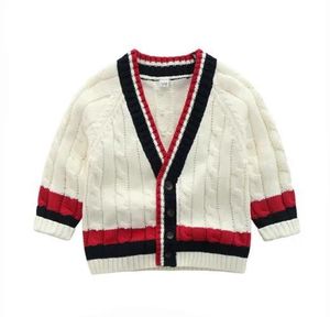 Cardigan Ins Baby Kids Odzież Sweter Vneck Cardigan Prosty styl SWEATER Biały kolor 100% bawełniany butik dla chłopca dziewczyna wiosenna jesień sweter