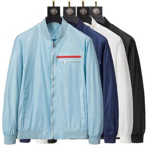 Giacca da uomo di design primavera giacca da uomo moda colletto alla coreana logo rosso cerniera sul petto doppia faccia indossabile giacca antivento da uomo casual business allentato top