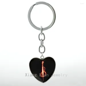 Keychains Vintage Fashion Cello Keychain Cool Music Instrument Heart Pendant Key Chain Ring Jewelry Musician Lover Gift H11