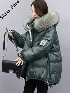 Calças inverno grande gola de pele 90% branco para baixo pato neve parka com capuz inverno para baixo casaco feminino 90% pato branco para baixo jaqueta grossa quente parkas