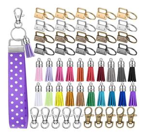 Chaveiros 60 pcs Key Fob Hardware Set incluem 20 pulseira com chaveiro e chaveiro Tassel Swivel Snap Hook3567567