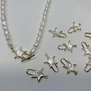 Komponenter naturligt sötvatten pärlskal 18k real guldpläterad kopparstjärna ot hoop clasps krokar diy fynd smycken tillverkning tillbehör