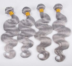 Body Wave Bundles Virgin Silver Grey Hair Weave Grey Hair Weaves 100 Human Virgin Hair Weft för Black Women3835177