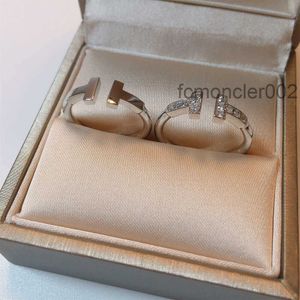 Rings Jewelry S925 Silver Set Diamond Double t Opening Ring Women's Versatile Hand Bracelet Same Live Broadcast Factory M8TA