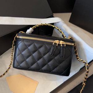 2024 woman cosmetic chain bag mini makeup bag crossbody toiletry bag designer handbag make up cases Inside Mirror Leather 5A