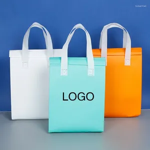 Storage Bags 100Pcs/lot Non-woven Tote Fabric Insulation Food Cake Drinks Packaging Customized One Color Logo Free Design