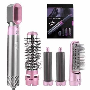 Electric Hair Brush 5-in-1 Heated Comb Automatic Curling Iron Professional Rod Home Hot Air Brush Styling Toolkit Automatic Suction Hair Styling Comb DHL Fast