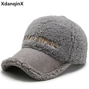 XDANQINX Winter Womens Cute Plush Hat Baseball Caps dla kobiet Regulowany rozmiar Girl Puch wełniany czapkę wełniane Trendy Teddy Velvet Hats 240103