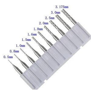 Delar helt nya 10strockkarbid 0.53.175mm PCB Carbide Tools, CNC Cutting Bits, Milling Cutters Kit