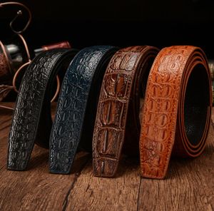 Designer Belts Men High Quality Genuine Leather crocodile grain Strap Luxury No Buckle Business Automatic Belt Ceinture Homme 20125925335