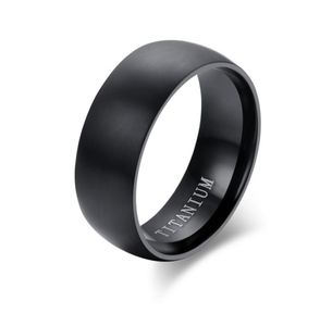 Mens Basic Wedding Band in Black Titanium Steel Engagement Ring Dome Charm Matte Färdiga manliga smycken Bague Masculinos Anillos1056715