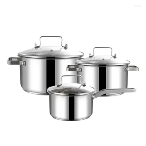 Cookware Sets Stainless Steel Multi-Bottom Kitchen Utensils Thickened Right-Angle Pot Set Korean Household Soup And Milk Gift