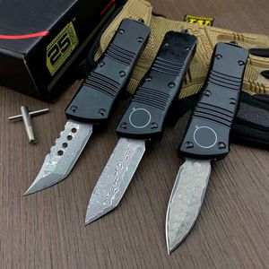 US Style Mini 819-1BLS Signature Series AUTO Knife 1.889" Damascus Steel Blade, Aviation aluminum (T6-6061) Handle, Camping Outdoor Tactical Combat EDC Pocket Knives