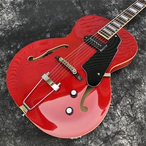 Grote Transparent czerwony kolor klonu pusta gitara elektryczna F Utwory Archtop 2023