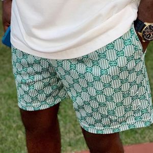 Designer Men's Casual High Quality Mesh Breathable Elastic Waist Drawstring Pocket Pattern Printed Beach Pants Quick Drying Shorts Summer