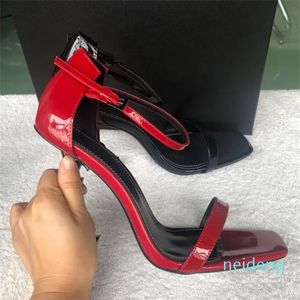 Designer -Patent Leather Thrill Heels Women Unique Pointed toe Dress Wedding Shoes Sexy shoes Letters heel