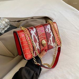 Sacos de noite Marca Designer PU Couro Jacaré Padrão Mulheres Bolsa de Ombro Retro Chainlock Crossbody Flap Bolsa Presente de Ano