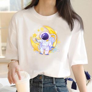 女性用TシャツTシャツ女性サマーファッションカジュアルカジュアル漫画パターンシリーズトップOネックスリムな快適な通勤シャツ