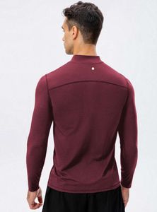 Ll camisa polo masculina de manga comprida com gola alta, meia-calça de alta elasticidade, corrida, treinamento fitness, secagem rápida, roupas de ginástica, primavera outono top436