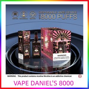 LUCKEE Vape Daniel's 8000 Züge 8000 Züge 20 ml E-Liquid, 5 % NIC 650 mAh Batterie Typ C wiederaufladbare Mesh-Spule Crazvapes Neues Paket