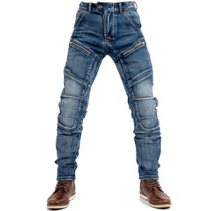 Idopy Men's Casual Motorcycle Heavy Denim Workwear Multi Zippers Biker Patchwork Biker Jeans Pants For Man Plus Size 240103