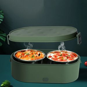 ミニランチボックス電気USB充電フードヒーターコンテナカーホームポータブルライス炊飯器暖かいステンレススチールランチベントボックス240103