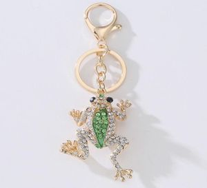 Keychains Unique Crown Frog Crystal Keyring Keychain Fashion Metal HandBag Pendant Purse Bag Buckle Key Chains Holder Accessories 4257726