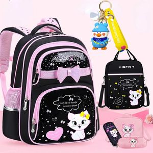 Wasserdichte Schultaschen für Mädchen Kinder Schulranzen Katze Cartoon Buch Taschen Kinder Orthopädische Kinder Schulrucksack Mochila Escolar 240103