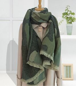 2020 Winter Leopard Print Cashmere Scarf Kvinnor Grön varm tjock ull sjal för kvinnliga halsdukar och sjalar damer ponchos och capes j8616758