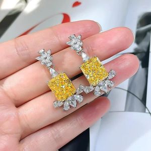 Dangle Earrings CAOSHI Trendy Luxury Drop Lady Wedding Party Jewelry With Bright Yellow Zirconia Crystal Fashion Gorgeous Accessories